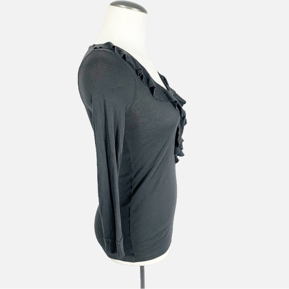 ✨ J.Crew Ruffle Button-Front Long Sleeve Top | Charcoal Gray | Size S ✨ - Picture 2 of 9